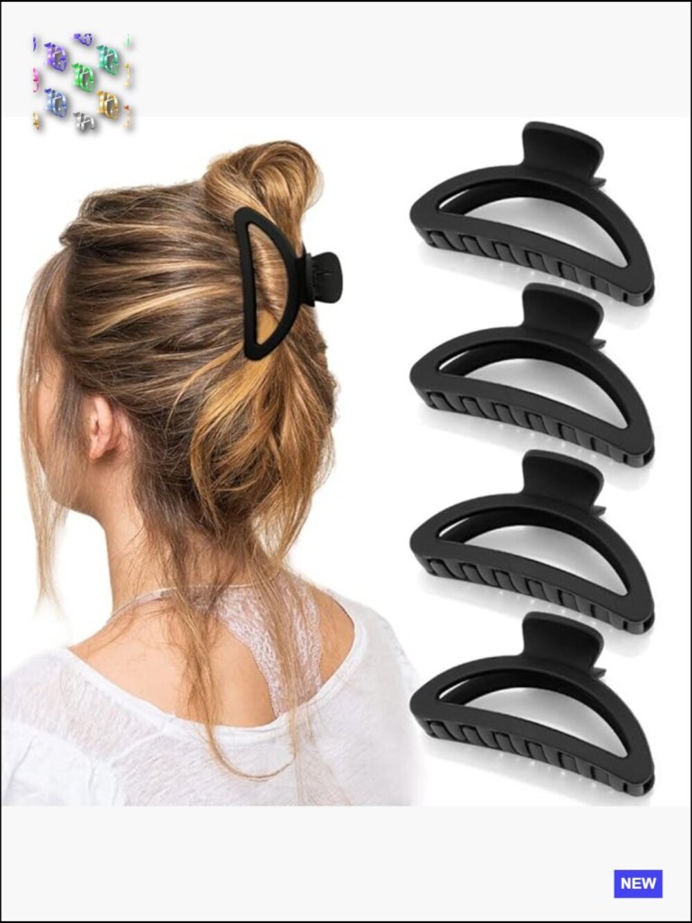 Acrylic Semicircle Claw Clip Set for Thick & Thin Hair - 4 Pack